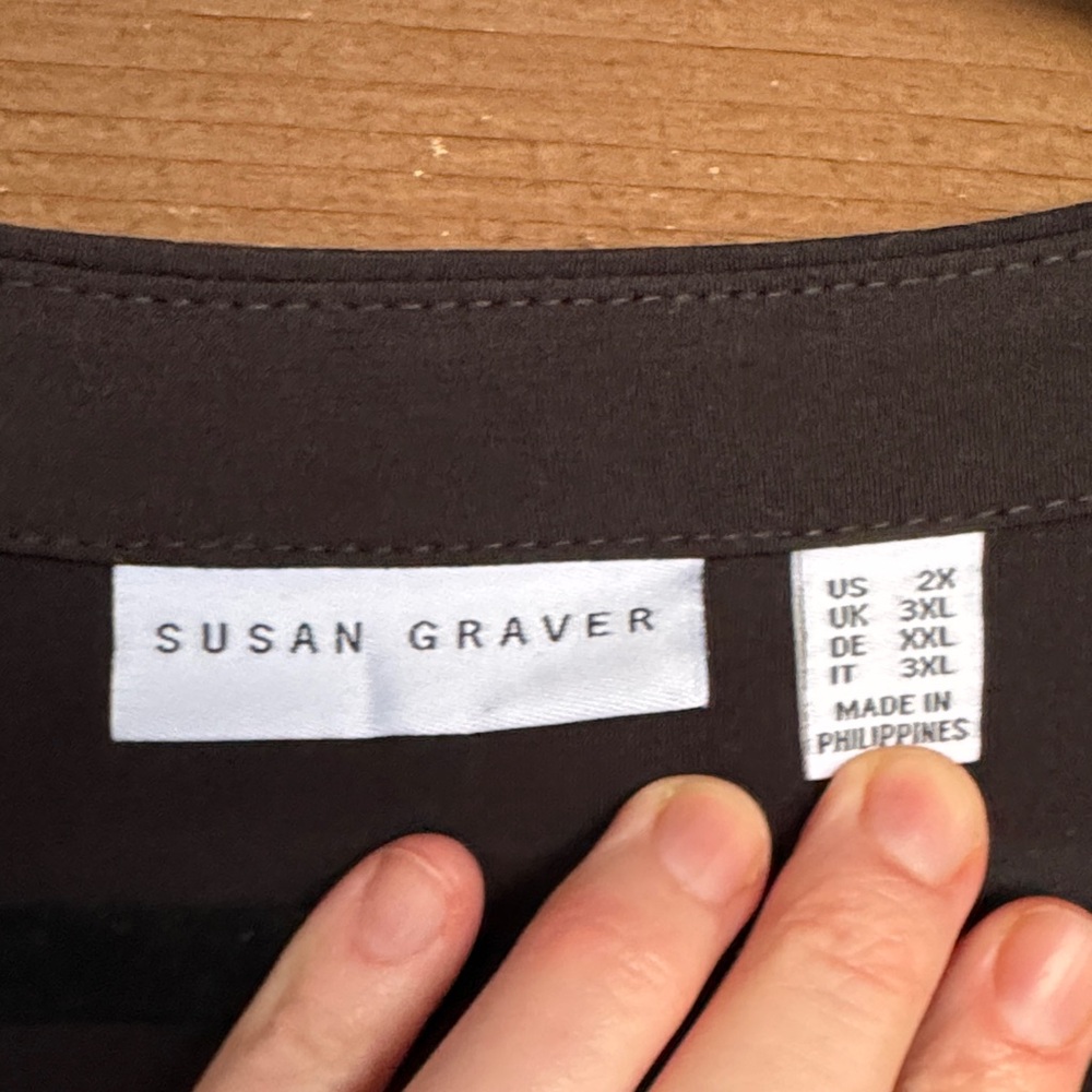 Susan Graver Black Blouse with Gold Button Details - Picture 2 of 7